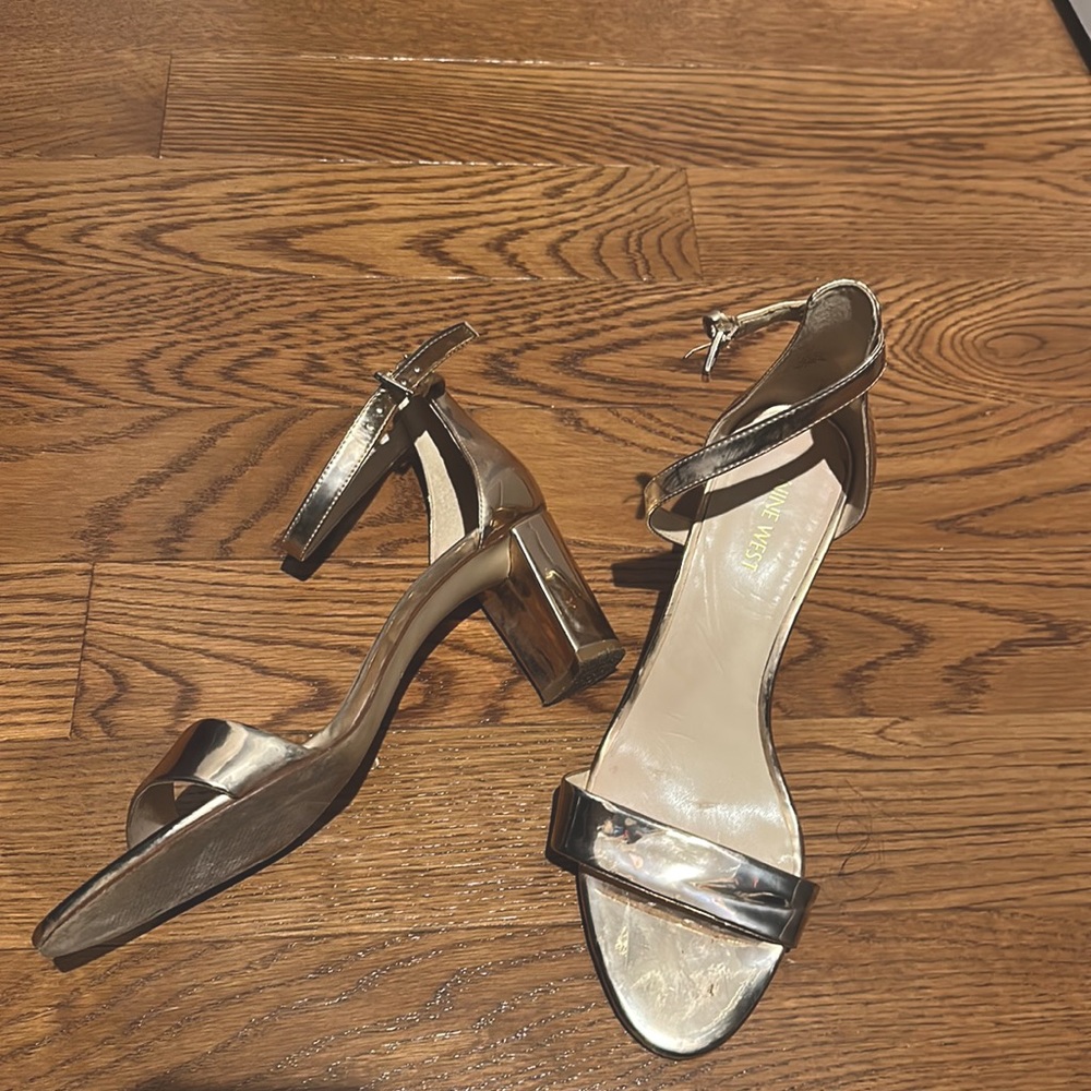Nine West Pruce Metallic Rose Gold Heeled Sandals
